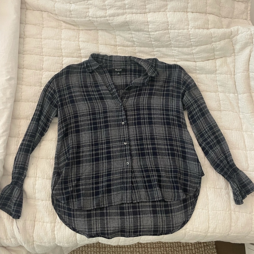 Madewell XS Flannel; navy and white; worn once